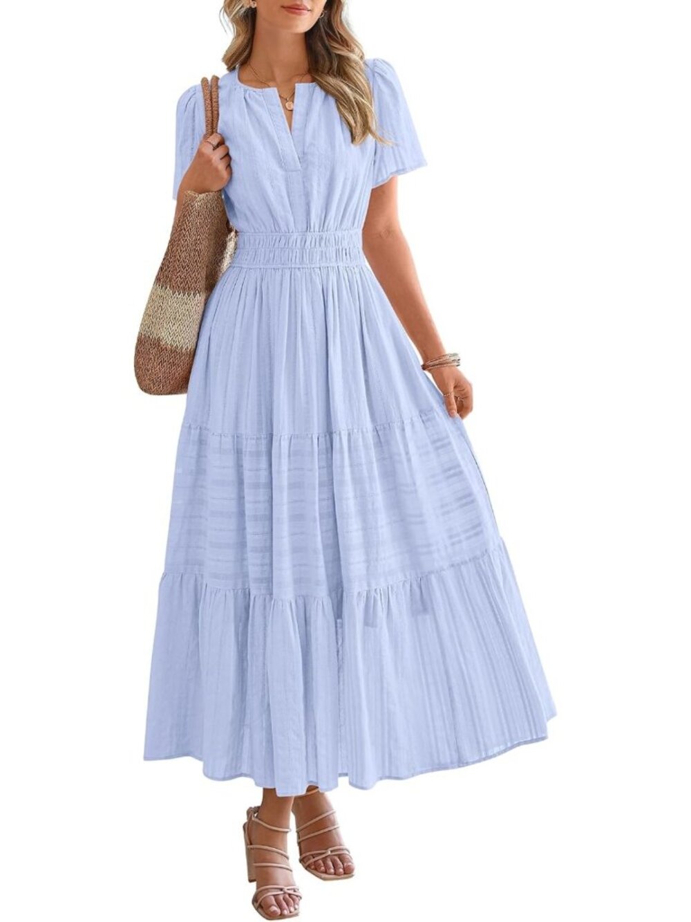 Lightweight Summer Maxi Dress for Women - Casual Short Sleeve Style, Perfect for